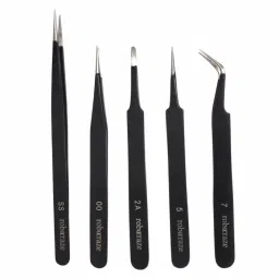 Black Epoxy Coated Tweezer Set of 5 (SS,OO,2A,5,7) image 1