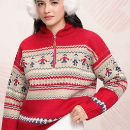 ESPYR By Tokyo Talkies Women Cable Knit Pullover with Zip Detail Detail-image-74