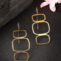 NVR Gold-plated Contemporary Fish Hook Drop Earrings for Women-image-91