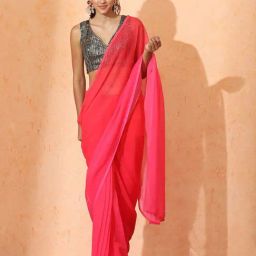Jaipur Kurti Multicolor Solid Saree with Unstitched Blouse-image-66
