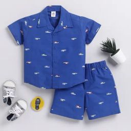 Clt.s Unisex Blue Cotton Graphic Co-ord Set-image-28