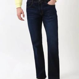 Peter England Navy Cotton Regular Fit Jeans-picture-2