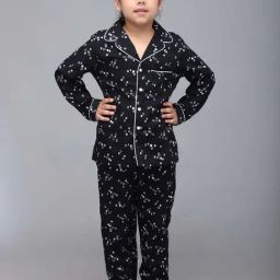 Biglilpeople Unisex Black Cotton Printed Full Sleeves Nightsuits-image-67