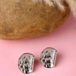 NVR Silver-Plated Contemporary Stud Earrings for Women-34