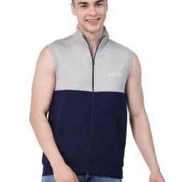 Kalt Navy & Light Grey Melange Regular Fit Jacket-picture-28