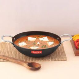 HAZEL Iron Black Kadhai with Golden Handle - 28.5 cm (3000 ml)-13