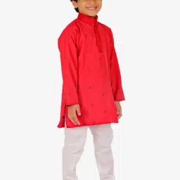 Pro-Ethic Style Developer Kids Red & White Printed Full Sleeves Kurta with Pyjamas image 3