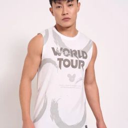 Sf Jeans By Pantaloons White Cotton Slim Fit Printed Tank Tee-image-24