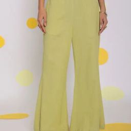 KAORI BY SHREYA AGARWAL Green Linen Solid Pants-image-58