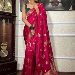 VILLE FASHION Woven Design Zari Kanjeevaram Saree-45