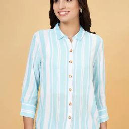 Honey by Pantaloons Blue & White Striped Shirt-image-32