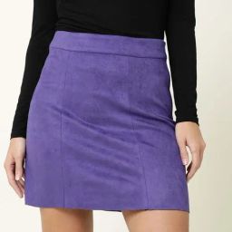 RAREISM Purple Polyester Solid Skirt-image-20