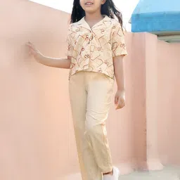 FASHION DREAM Girls Embroidered Short Sleeves Shirt With Trousers-image-41
