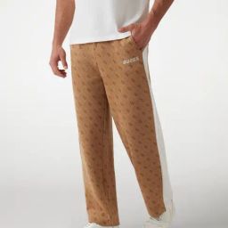 Guess Brown Polyester Straight Fit Printed Trackpant-image-45