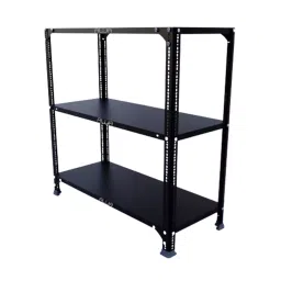 Menage 36x35x15 Inch 3 Shelf Metal Black Slotted Angle Rack-image-96