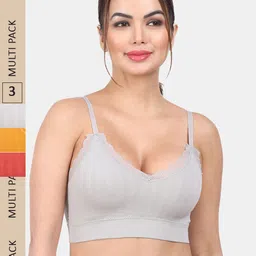 Amour Secret Pack Of 3 Lightly Padded Full Coverage Seamless Slip-On Sports Bra-13