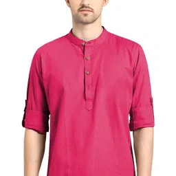 APEKTRA Men Solid Mandarin Collar Kurta-48
