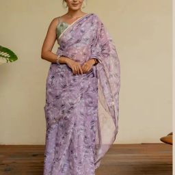 Mirchi Fashion Purple Organza Floral Printed Saree For Women-image-84