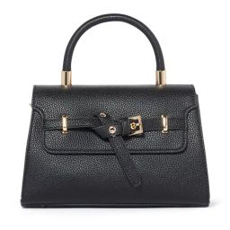 Forever New Black Textured Medium Satchel Handbag-picture-34