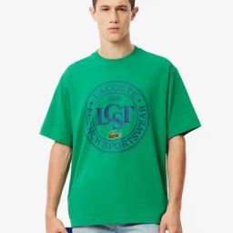 Lacoste Green Loose Fit Printed T-Shirt-image-12
