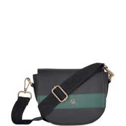 United Colors of Benetton Francesca Black PU Solid Sling Handbag-30