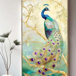Art Street Green Morden Peacock Framed Canvas Painting-35