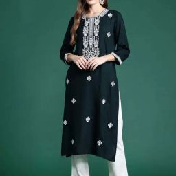 Indo Era Green Embroidered Straight Kurta-image-22