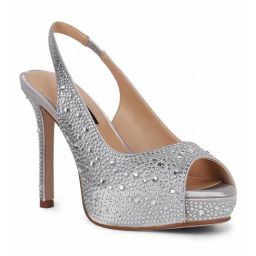 Nine West Women's Silver Sling Back Stilettos-image-91