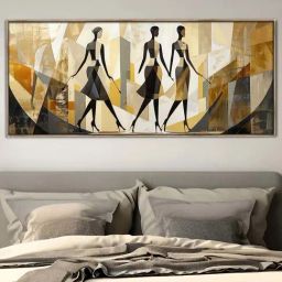 Art Street Yellow African Woman Framed Canvas Painting-image-86