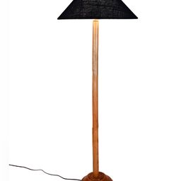 Devansh Brown & Blue Conical Shape Floor Lamp With Wooden Base-31