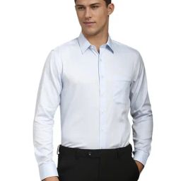 Louis Philippe Blue Cotton Slim Fit Shirt-image-67