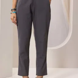 Libas Grey Plain Trousers-image-10
