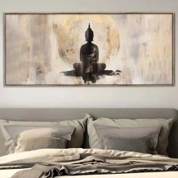 Art Street Black Buddha Framed Canvas Painting-37