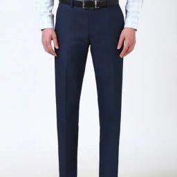 Peter England Navy Blended Slim fit Solid Trouser-picture-41