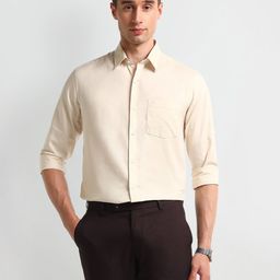 Arrow Men Slim Fit Solid Spread Collar Cotton Formal Shirt-image-44