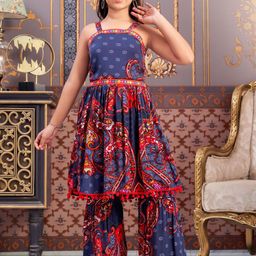 BAESD Girls Paisley Printed Regular Kurta with Sharara-image-82