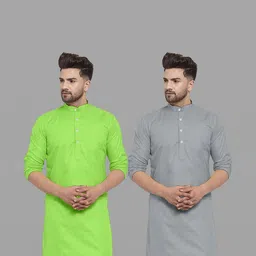 VS MALL Men Grey Kurtas-picture-11