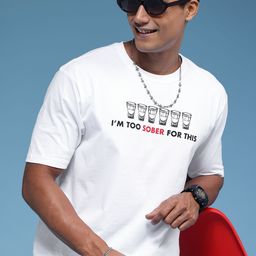 HERE&NOW Printed Drop-Shoulder Sleeves Pure Cotton Relaxed Fit T-shirt-picture-39