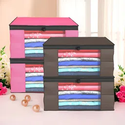 Aura Brown & Pink 4 Pieces Foldable Multi-Utility Organisers-picture-40
