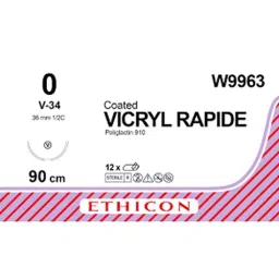 Ethicon 90 cm 2-0 USP Undyed Vicryl Rapide 0 Undyed Braided Suture W9963 Pack of 12 Pcs-image-58