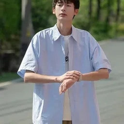 StyleCast Men Standard Oversized Fit Spread Collar Solid Casual Shirt-image-97