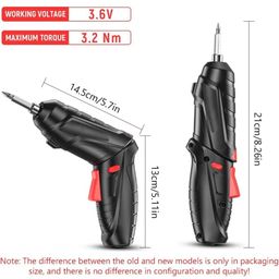 VORACIA 47 in 1 Electric Screwdriver | 3.6V Cordless Drill Driver | 90° Rotation Handle | 47PCS Bits Set | Black image 2