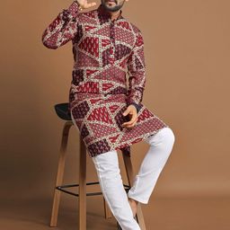 AKSHAT CREATION Geometric Printed Mandarin Collar Kurta with Trousers-picture-15
