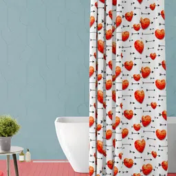 ArtzFolio White & Orange Colored Printed Waterproof Shower Curtain-image-71