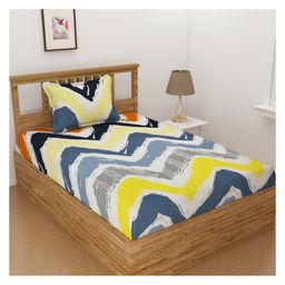 Florida Cotton Single Size Bedsheet With 1 Pillow Cover - Yellow-image-19