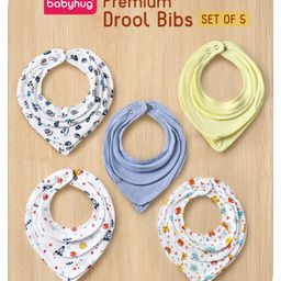 Babyhug Drool Bibs Rocket Print  Pack of 5 - Yellow & White-25