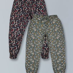 Plum Tree Pack Of 2 Seamless Ditsy Floral Printed Pants - Navy Blue & Green-image-91