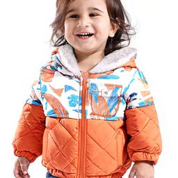 Babyoye Full Sleeves  Abstract Printed Hooded Jacket - Orange-image-35