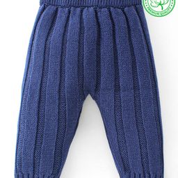 Babyhug Organic Cotton Knit Full Length Solid Colour Fleece & Woollen Pant - Navy Blue-image-56
