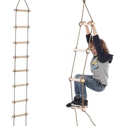REZNOR 9 Feet Wooden Climbing Ladder Hanging Rope for Kids Indoor Outdoor Play Set-13